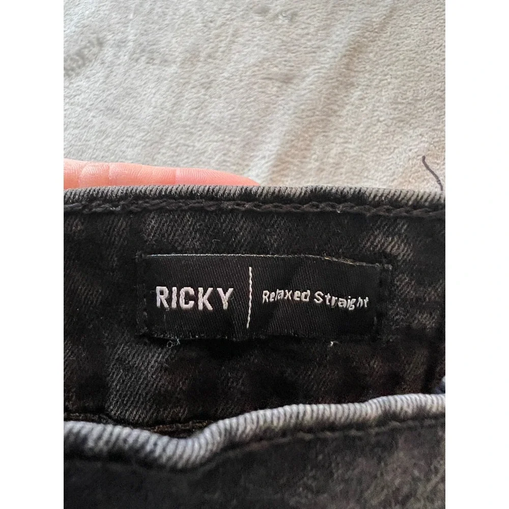 True Religion Ricky Jeans Mens 33 Black Flap Relaxed Straight
